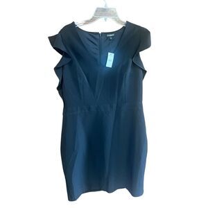 Express Sleeveless Ruffle Black Dress Sz 14 NWT